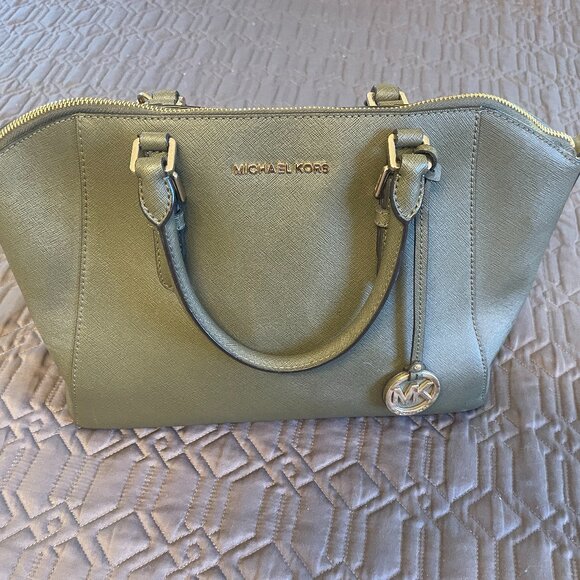 MICHAEL KORS  large SAGE green SATCHEL FREE shipping - Picture 1 of 12